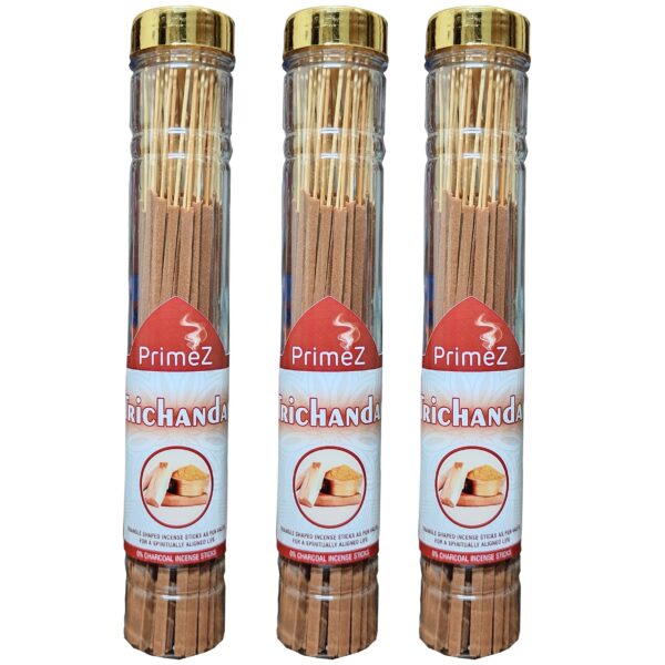 PrimeZ Trichandan Sandalwood Agarbatti (Bottle Pack of 3x100g) Triangle Shape